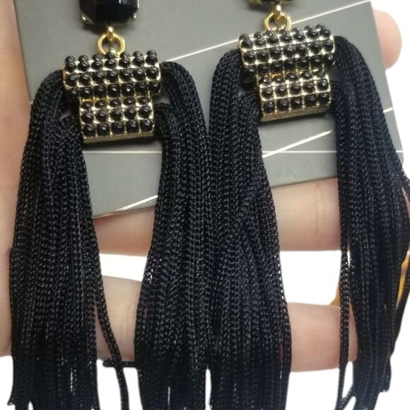 BaubleBar Jewelry - Black earrings Baublebar Black tassel showstopper earrings new